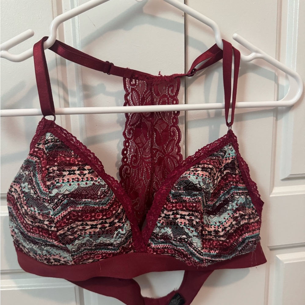 XOXO Burgundy and Multicolor Lace Bralette